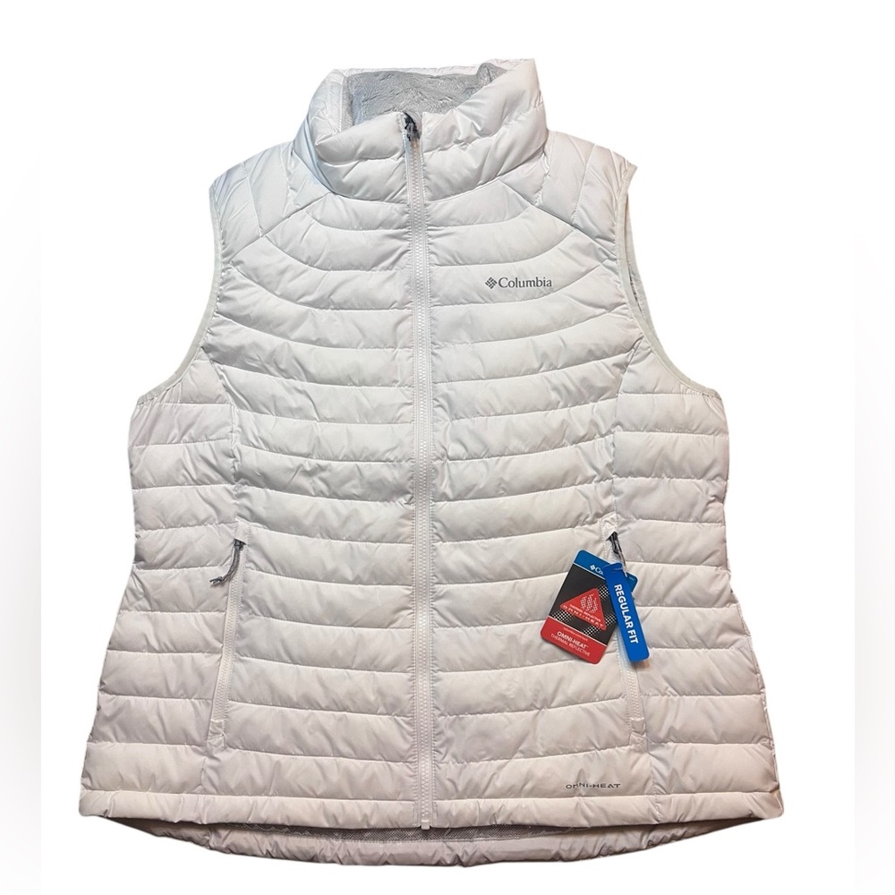 Columbia Women’s XL Omni-Heat Thermal Vest White Out White Zippered Pockets